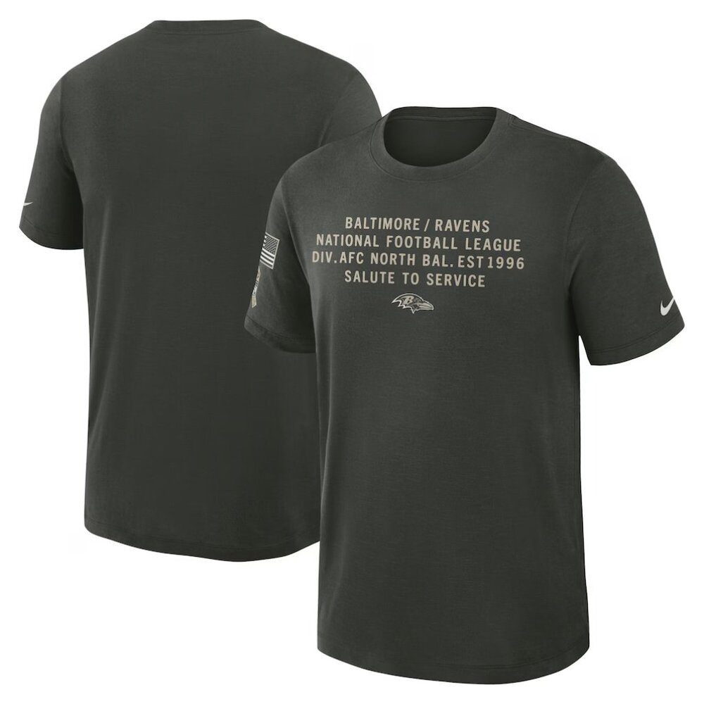 Baltimore Ravens Nike Dark Green Salute to Service Sideline Slub Dri-FIT T-Shirt